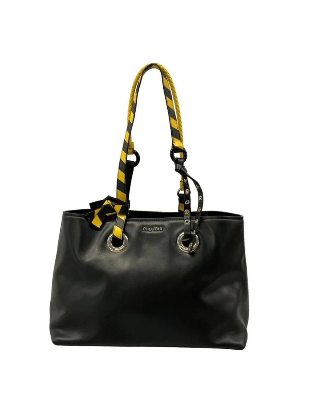 Miu Miu Tote Black Yellow Leather